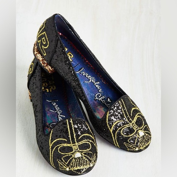 Irregular Choice Shoes - Irregular Choice x Star Wars black glitter Darth Vader flats